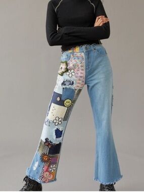 BDG  EUC High Waisted Y2K Patchwork Flare Jeans Indigo Craft Size 26
